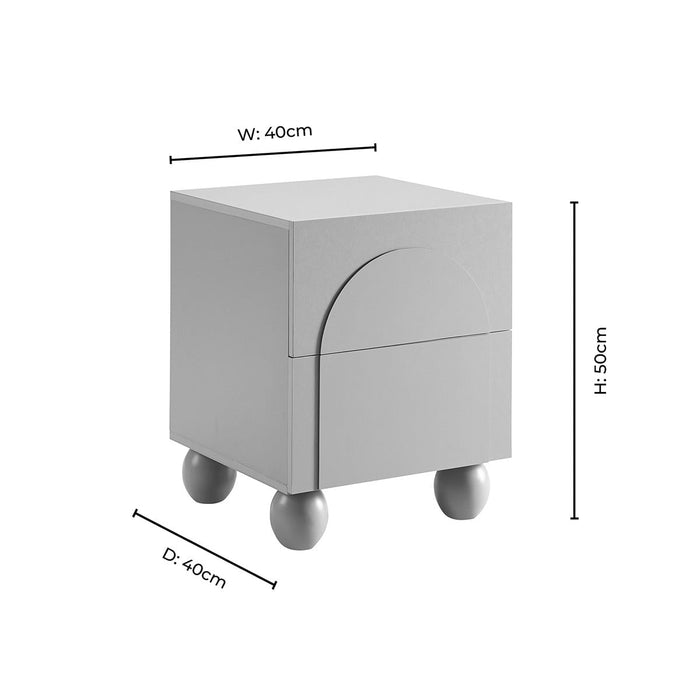 Rachel Arch Front 2 Drawer Bedside Table - Mocha - DUSK