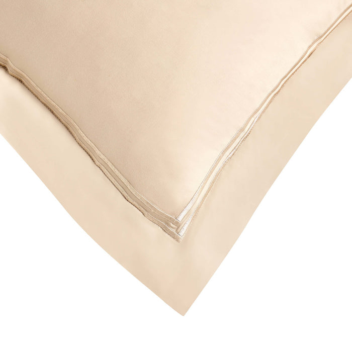 Regent Embroidered 100% Cotton Pair of Oxford Square Pillowcases - Champagne - DUSK