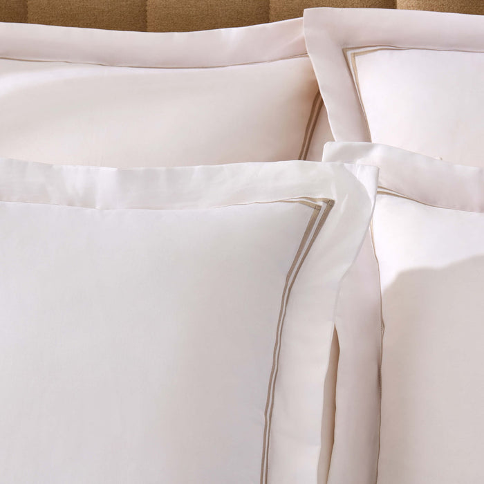 Regent Embroidered 100% Cotton Pair of Oxford Square Pillowcases - Grey - DUSK