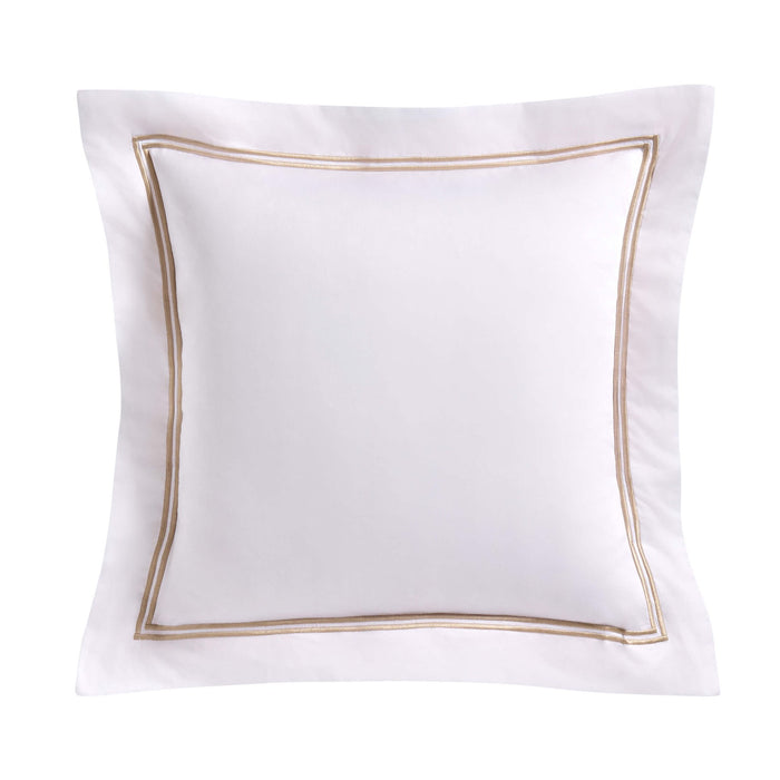 Regent Embroidered 100% Cotton Pair of Oxford Square Pillowcases - Natural - DUSK