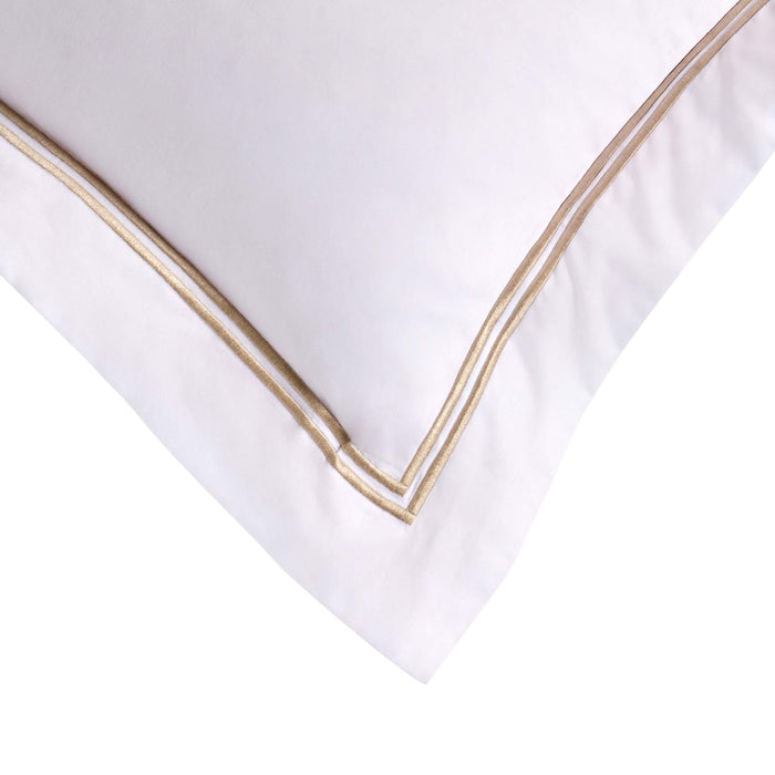 Regent Embroidered 100% Cotton Pair of Oxford Square Pillowcases - Natural - DUSK