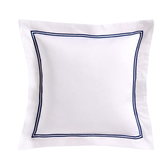 Regent Embroidered 100% Cotton Pair of Oxford Square Pillowcases - Navy - DUSK