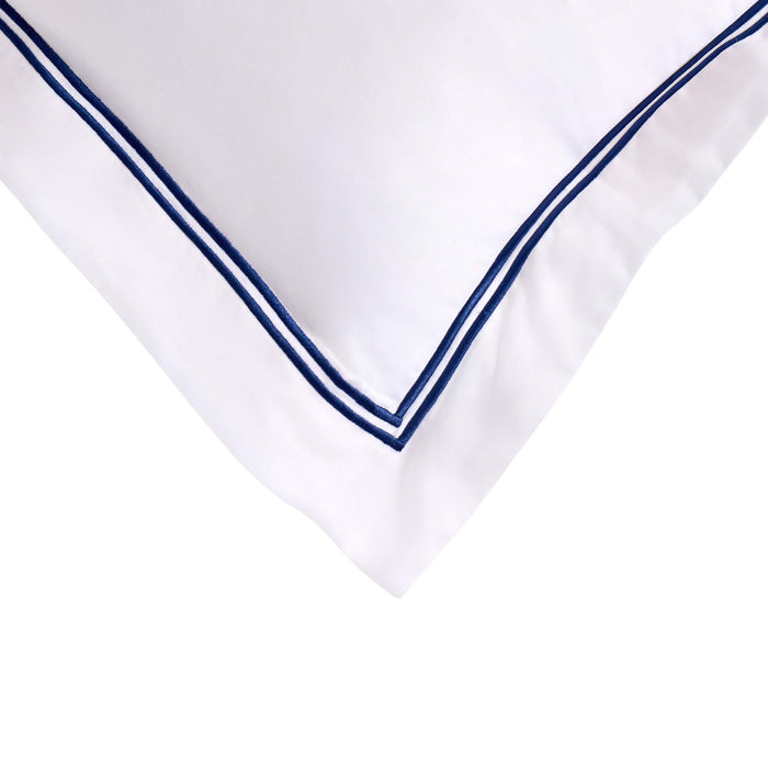 Regent Embroidered 100% Cotton Pair of Oxford Square Pillowcases - Navy - DUSK
