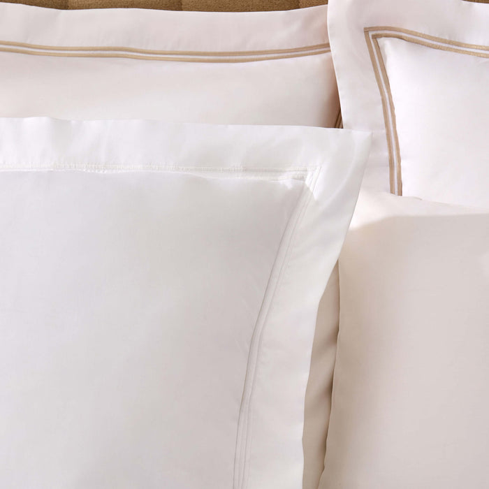 Regent Embroidered 100% Cotton Pair of Oxford Square Pillowcases - White - DUSK