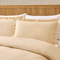Remy 200 Thread Count Shirting Stripe Print Ruffle Edge Duvet Cover Set - Buttermilk - DUSK