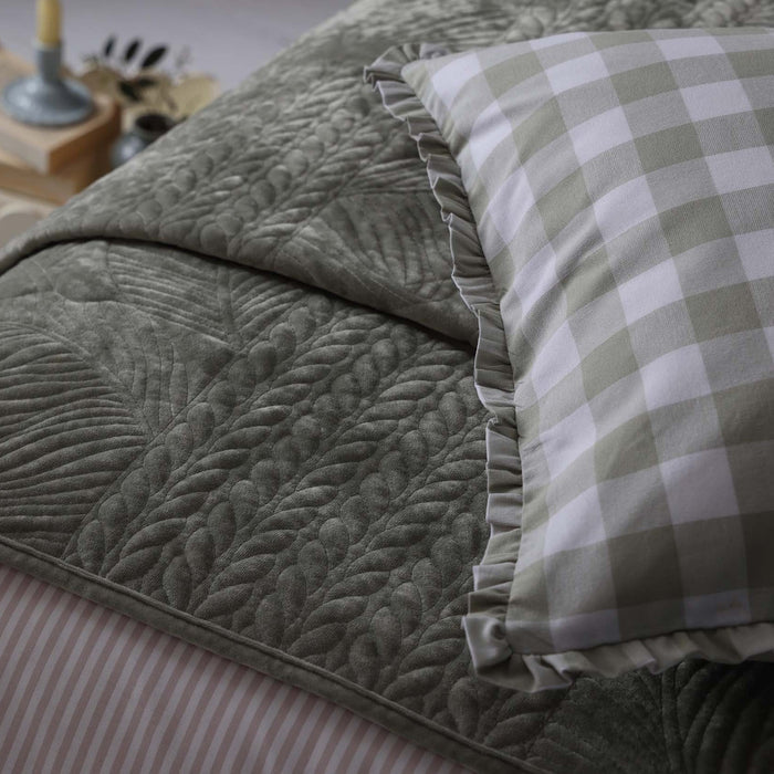 Rome Velvet Greek Matelasse Bedspread - Basil - DUSK