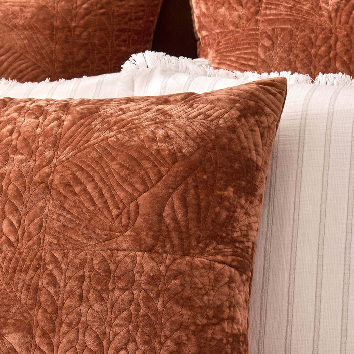 Rome Velvet Greek Matelasse Cushion Cover - Orange - DUSK