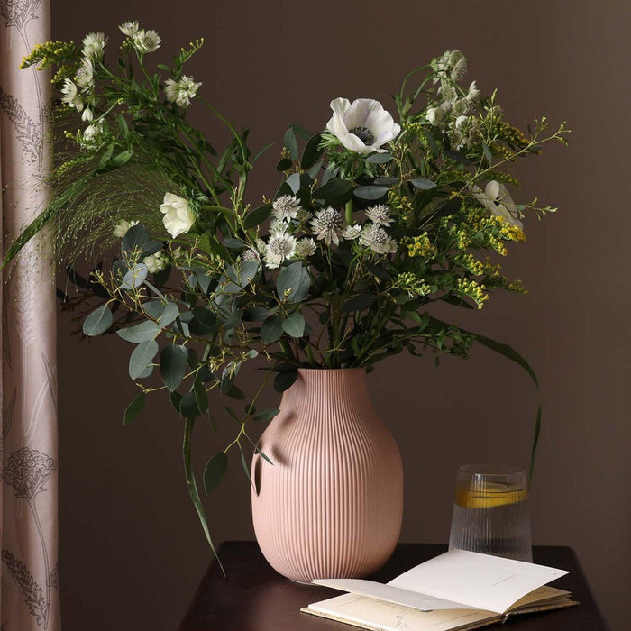 Rose Matt Ribbed Clay Vase - Pink - DUSK