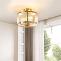 Rosie Glass Scallop Flush Ceiling Light - Gold - DUSK
