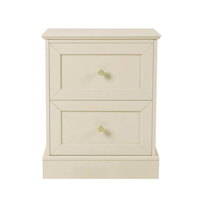 Ruby 2 Drawer Bedside Table - Cream - DUSK