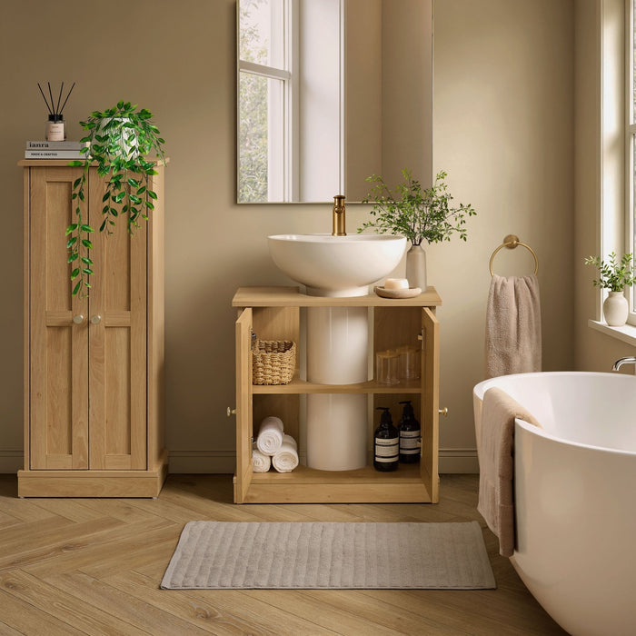 Ruby Under Sink Bathroom Cabinet - Light Wood - DUSK