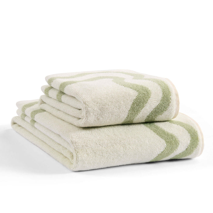 Scalloped Cotton Towels - Off - White/Olive - DUSK