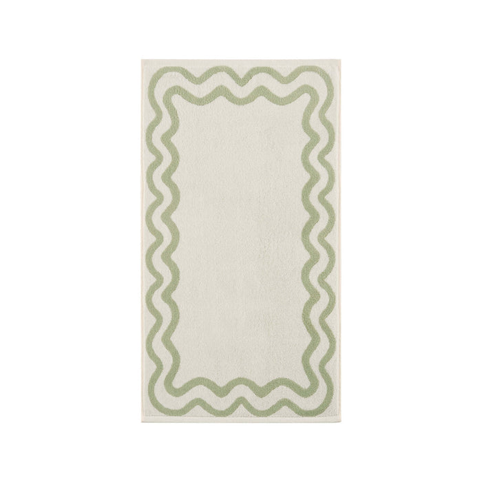 Scalloped Cotton Towels - Off - White/Olive - DUSK