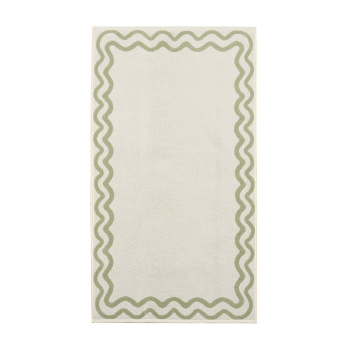 Scalloped Cotton Towels - Off - White/Olive - DUSK
