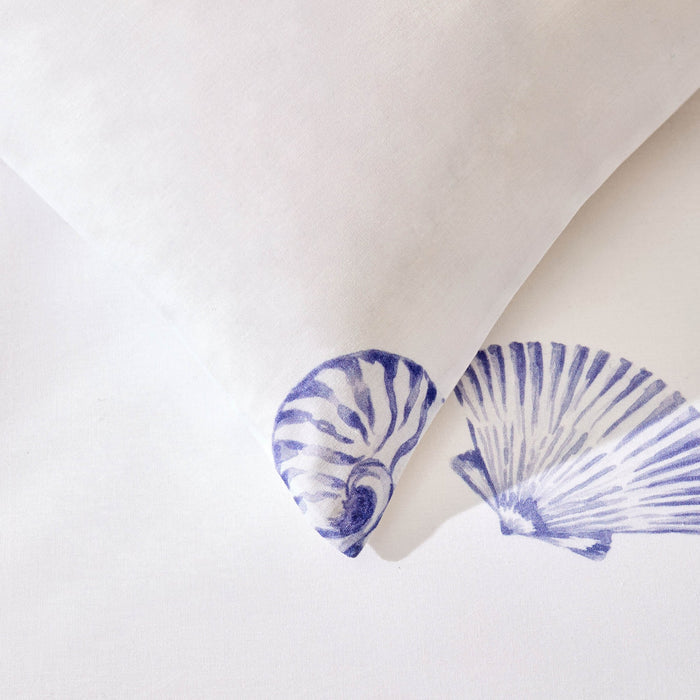 Shell 100% Cotton Duvet Cover & Pillowcase Set - Blue - DUSK