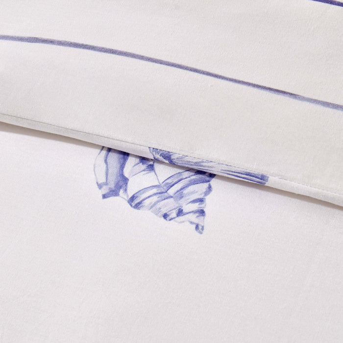 Shell 100% Cotton Duvet Cover & Pillowcase Set - Blue - DUSK