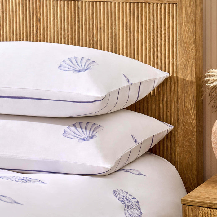 Shell 100% Cotton Duvet Cover & Pillowcase Set - Blue - DUSK