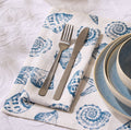 Seashell Print Set of 4 Napkins - Natural/ Blue - DUSK