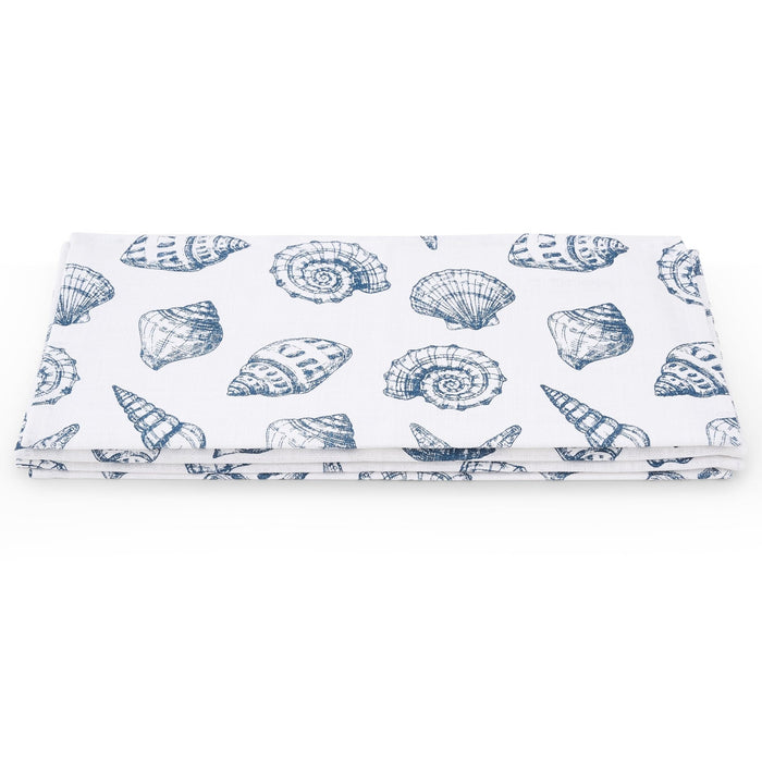 Seashell Print Set of 4 Napkins - Natural/ Blue - DUSK