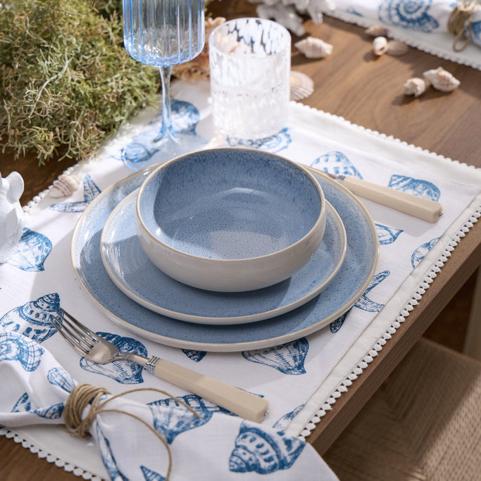 Shell Print Set of 4 Napkins - Natural/ Blue - DUSK