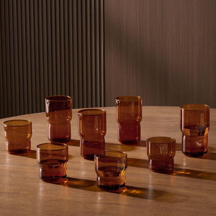 Sonne Colour Glass Stackable 8 Piece Tumbler and Highball Set - Amber - DUSK