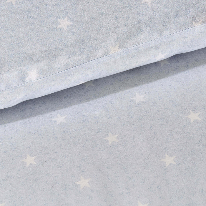 Star 100% Cotton Duvet Cover & Pillowcase set - Light Blue - DUSK