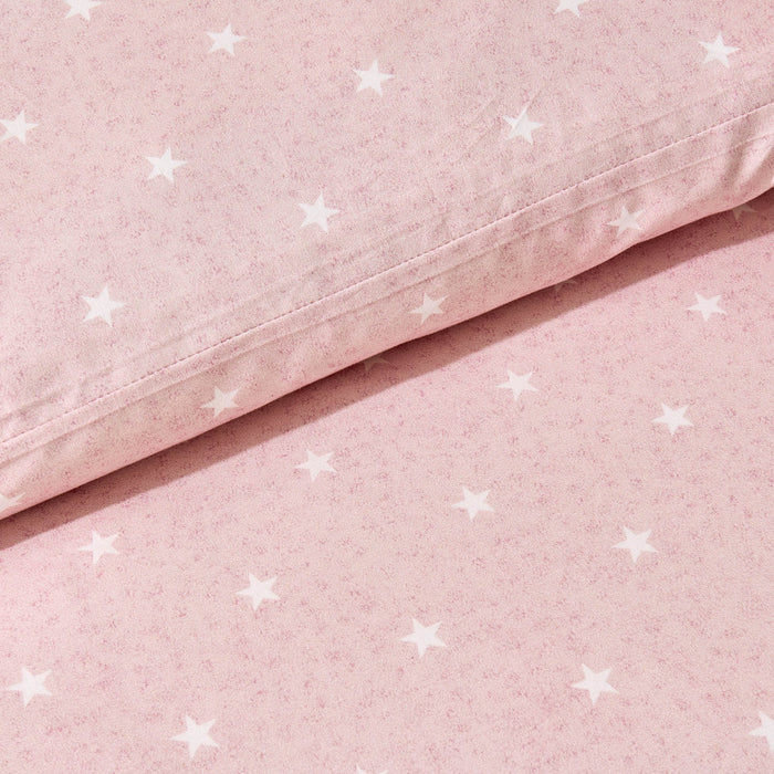Star 100% Cotton Duvet Cover & Pillowcase set - Light Pink - DUSK