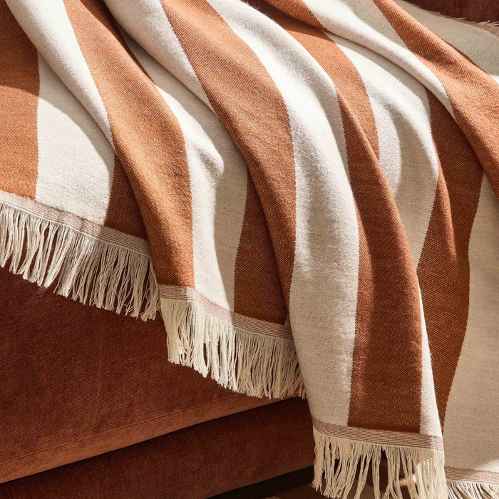 Stripe Sofa Throw - Burnt Orange - DUSK