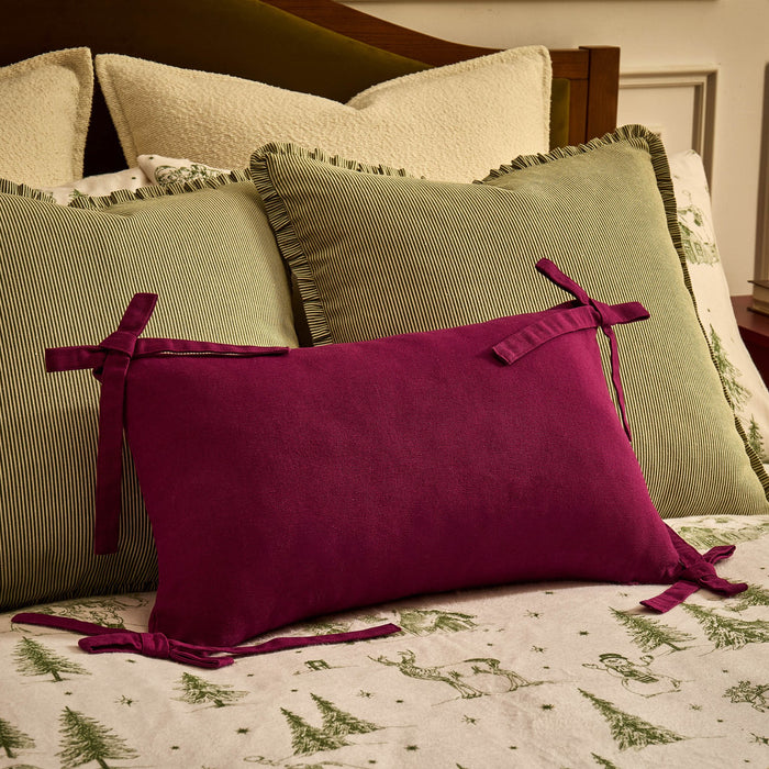 Sunny Bow 100% Cotton Cushion Cover - Deep Raspberry - DUSK