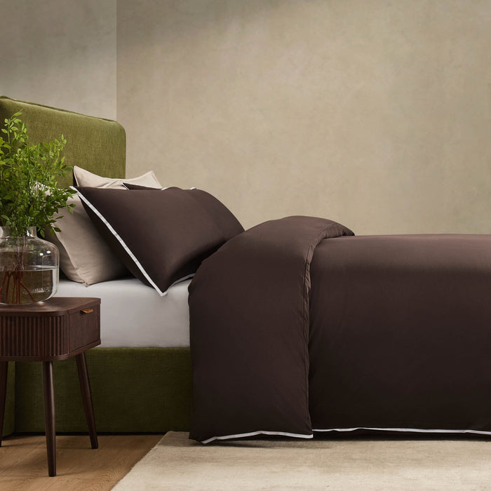 Bamboo 300 Thread Count Supersoft Cotton Plain Dye Duvet Cover  - Chocolate - DUSK