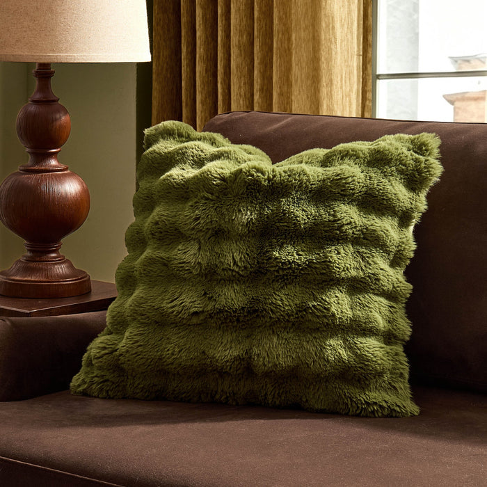 Super Soft Bobble Faux Fur Sofa Cushion Cover - Green - DUSK