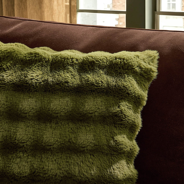 Super Soft Bobble Faux Fur Sofa Cushion Cover - Green - DUSK