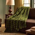 Super Soft Bobble Faux Fur Sofa Throw - Green - DUSK