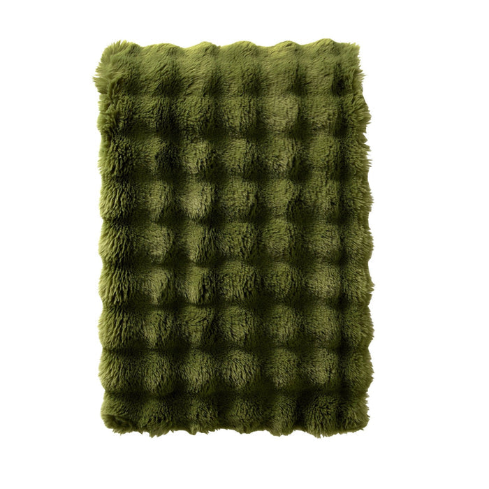 Super Soft Bobble Faux Fur Sofa Throw - Green - DUSK