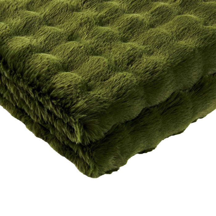 Super Soft Bobble Faux Fur Throw - Green - DUSK
