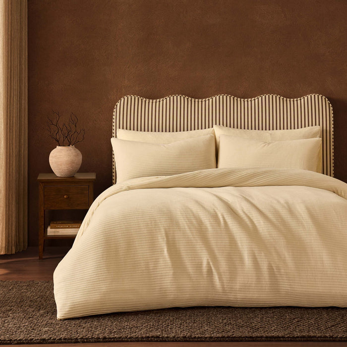 Super Soft Jacquard Chenille Duvet Cover & Pillowcase Set - Off White - DUSK