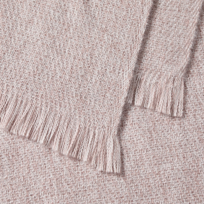 Super Soft Marled Tassel Sofa Throw - Blush Pink - DUSK