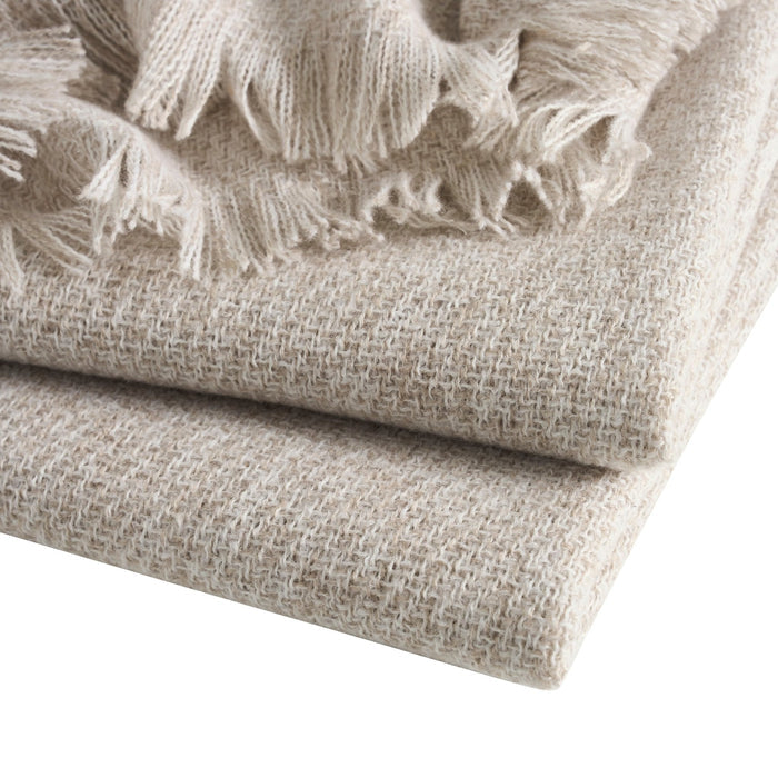 Super Soft Marled Tassel Sofa Throw - Natural - DUSK