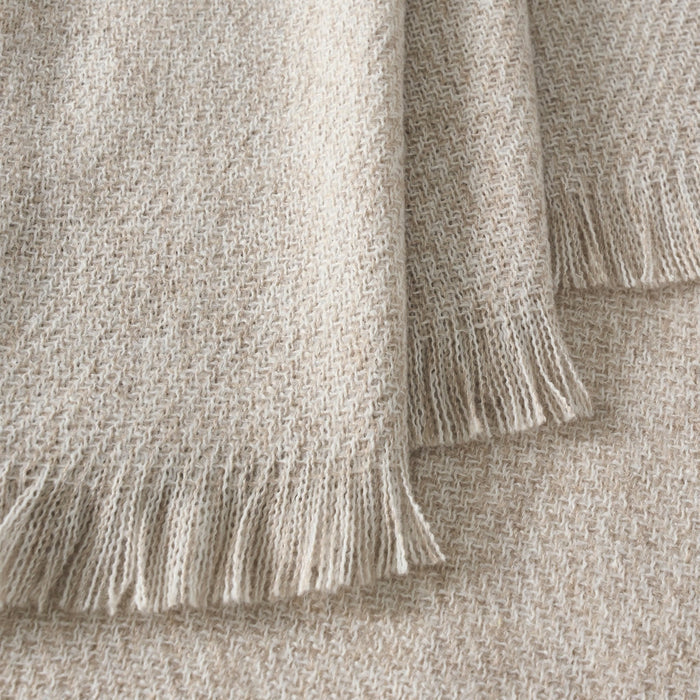 Super Soft Marled Tassel Sofa Throw - Natural - DUSK