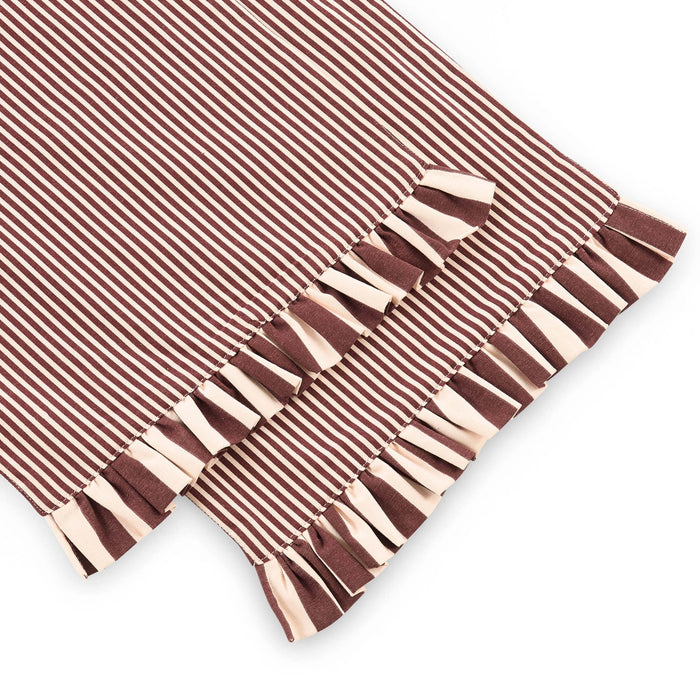 Tabitha Striped Frill Edge Table Runner - Pink - DUSK