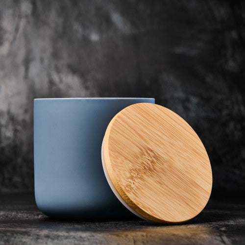 Teal Grey Ceramic Candle Jar - 12 oz