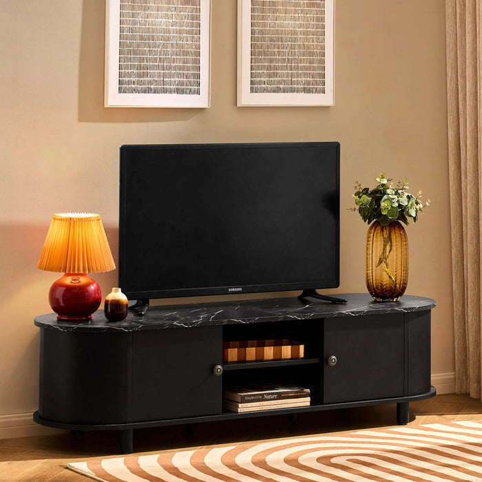 Tilda Tv Unit for TVs up to 65" - Black/Marble Top - DUSK