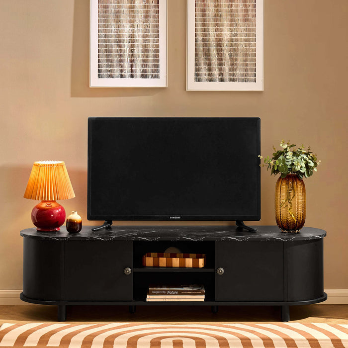 Tilda Tv Unit for TVs up to 65" - Black/Marble Top - DUSK