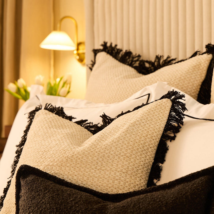 Tufted Chenille Cushion Cover - Cream/Black - DUSK