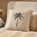 Tufted Edge Embroidered Palm Tree Cushion Cover - Off White - DUSK