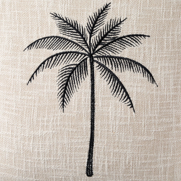 Tufted Edge Embroidered Palm Tree Cushion Cover - Off White - DUSK