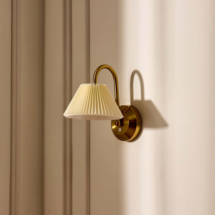 Twila Rechargeable Pleated Wall Light - Brass - DUSK