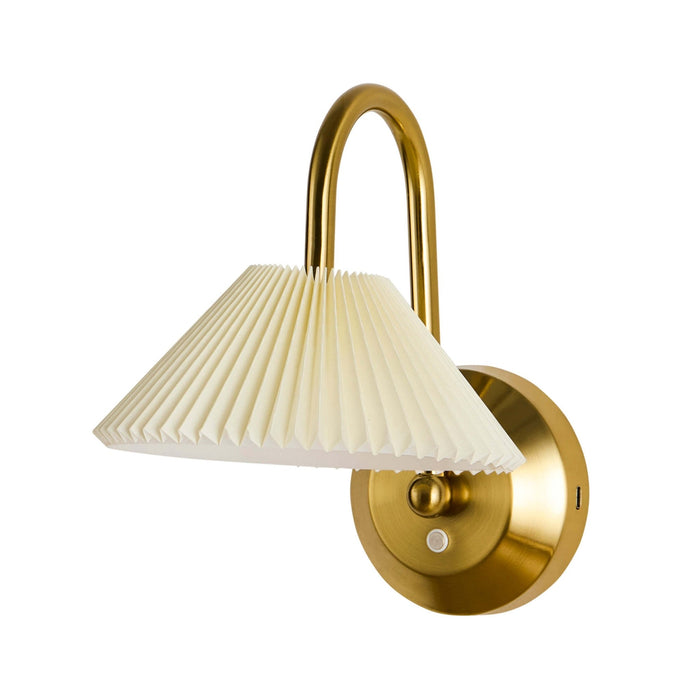 Twila Rechargeable Pleated Wall Light - Brass - DUSK