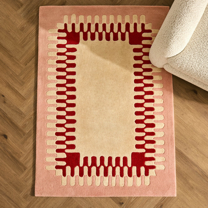 Waverly Hand Tufted Wavy Edge Rug - Natural/ Pink - DUSK