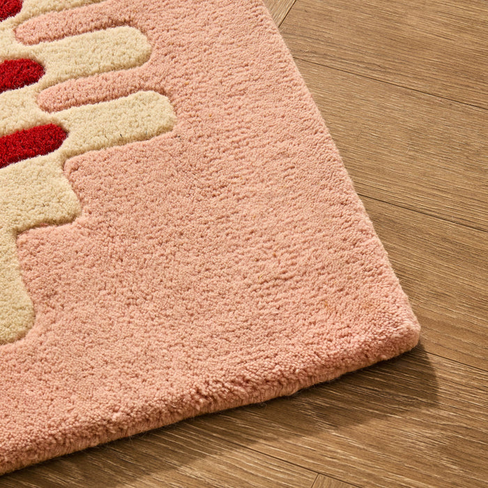 Waverly Hand Tufted Wavy Edge Rug - Natural/ Pink - DUSK